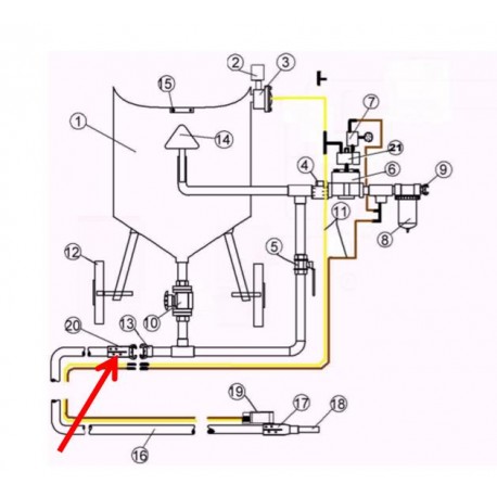 Raccord Bronze 13x7 Cqb-0 (90258D) Clemco