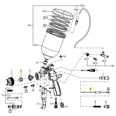 Buse + Aiguille Ø1.5 - AZ3 HTE PAS Concept Iwata 