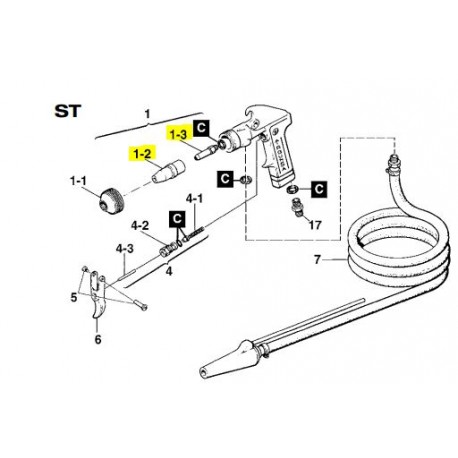 Kit Buse - Pistolet sableur ST Iwata