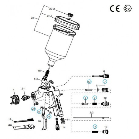 Buse + Aiguille 1,0mm W400 bellaria Iwata