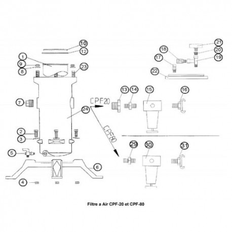 Pièce détachée filtre à air CPF-80 CPF-20 Clemco