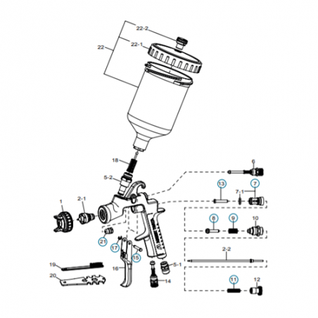 Projecteur (Chapeau + Buse + Aiguille) Ø2.0 W400 Bellaria (78811790) Iwata