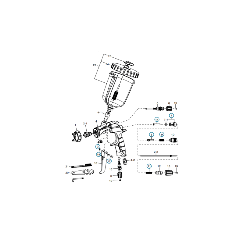 Projecteur (Chapeau + Buse + Aiguille) Ø1.5 ETS LS400 (78813140) Iwata
