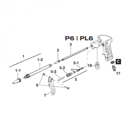Axe de gâchette P6/PL6/AE7/ST/ST1/S8/SP8 (W2COM4008) Iwata
