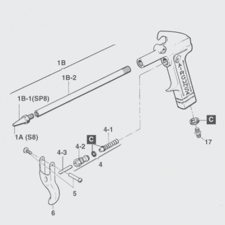 Axe de gâchette P6/PL6/AE7/ST/ST1/S8/SP8 (W2COM4008) Iwata