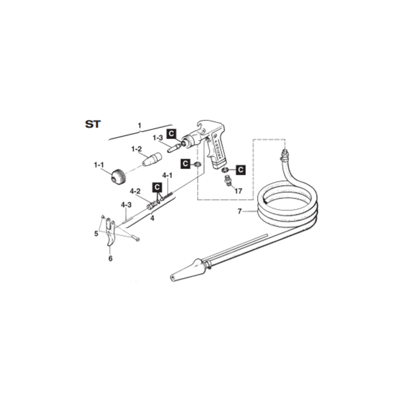 Axe de gâchette P6/PL6/AE7/ST/ST1/S8/SP8 (W2COM4008) Iwata