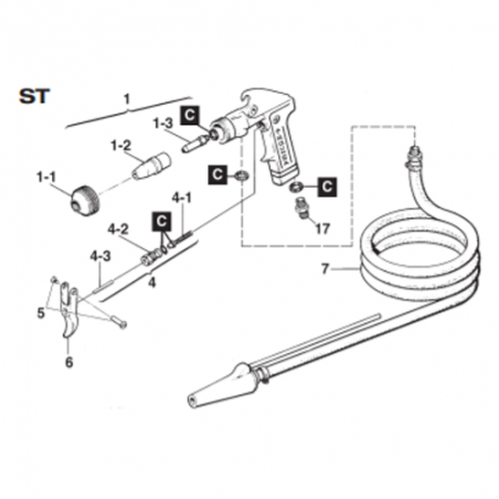 Axe de gâchette P6/PL6/AE7/ST/ST1/S8/SP8 (W2COM4008) Iwata