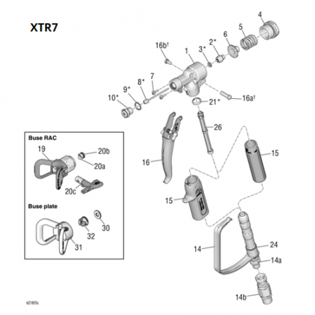 Arrêtoir Pointeau XTR5 / XTR5+ / XTR7 / XTR7+ (15E088) Graco