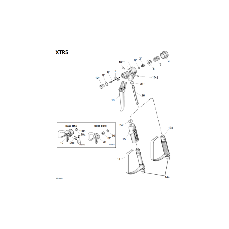 Kit Gâchette 2 doigts XTR5 / XTR5+ / XTR7 / XTR7+ (287450) Graco