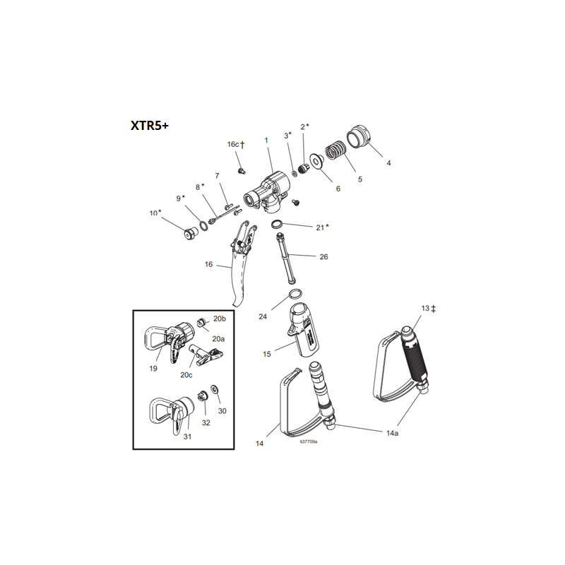 Kit Gâchette 2 doigts XTR5 / XTR5+ / XTR7 / XTR7+ (287450) Graco