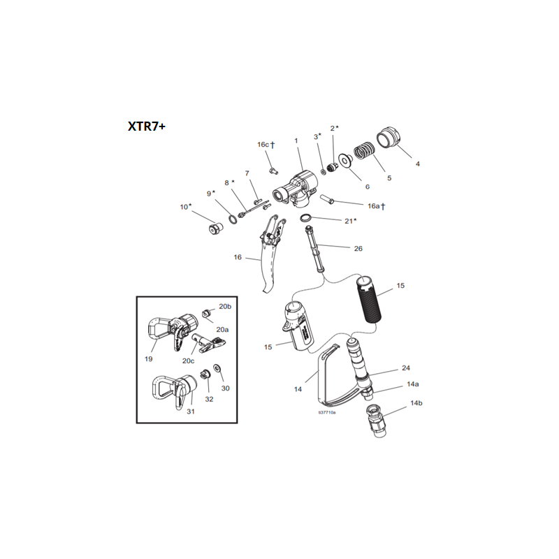 Kit Gâchette 2 doigts XTR5 / XTR5+ / XTR7 / XTR7+ (287450) Graco