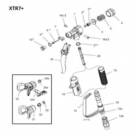 Kit Poignée de remplacement XTR5 / XTR5+ / XTR7 / XTR7+ (248952) Graco